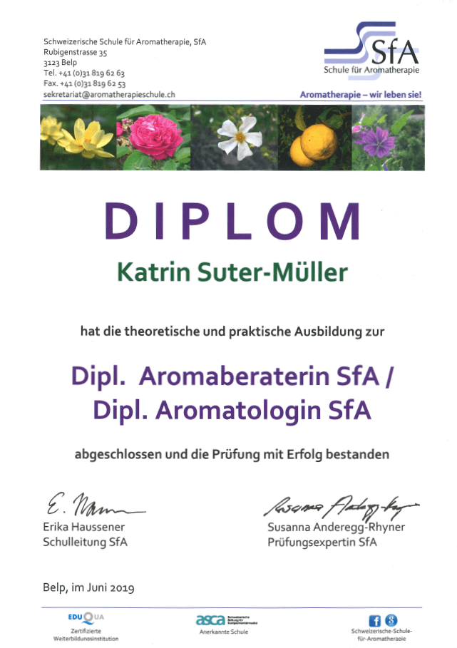 ksm Aromatherapie: Katrin Suter-Müller, dipl. Aromatherapeutin SfA